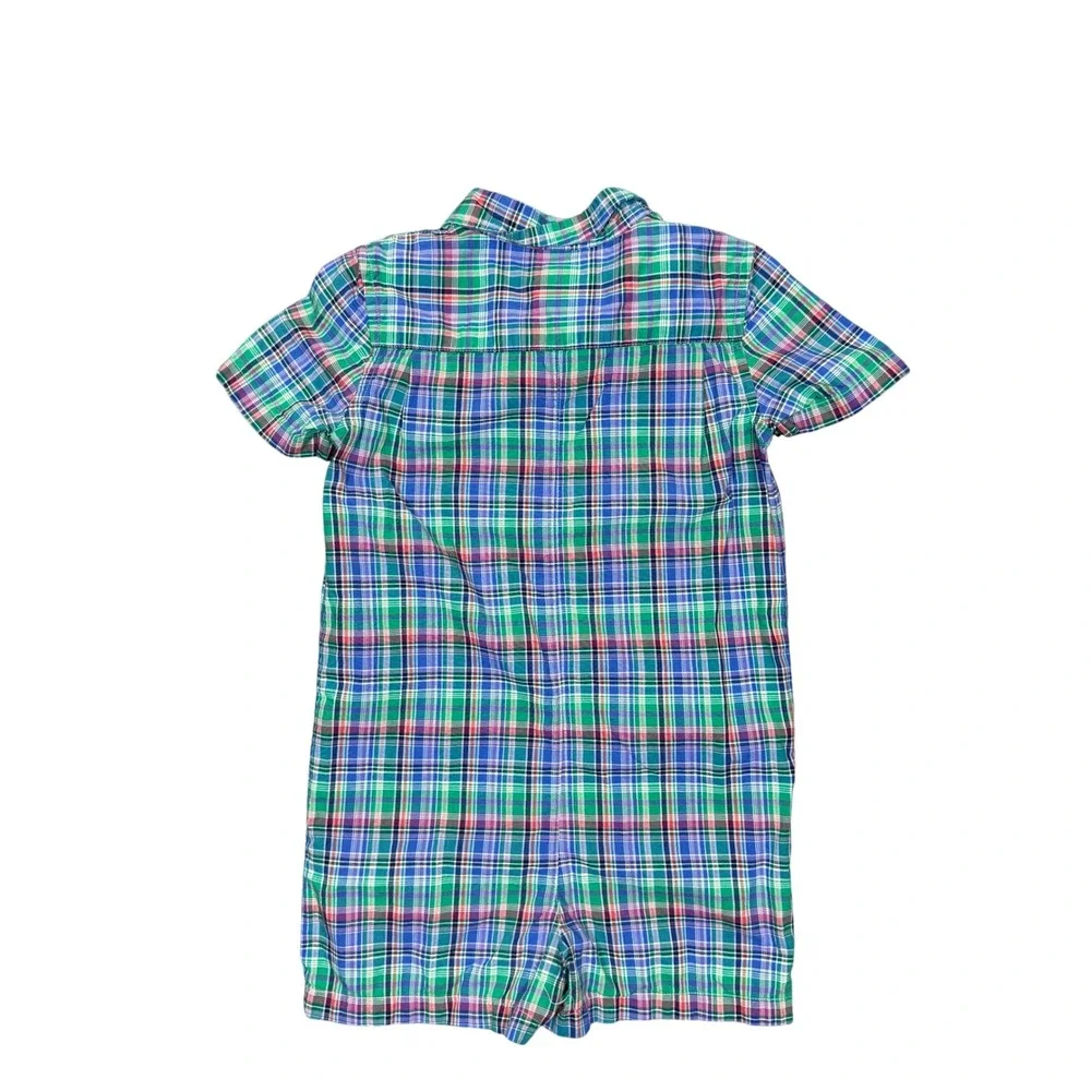 Vintage Ralph Lauren Baby Boy Plaid Romper Multi‎ Color 24M
